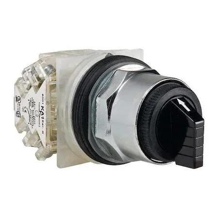 Schneider Electric 30 mm black selector switch with chrome bezel and lever operator
