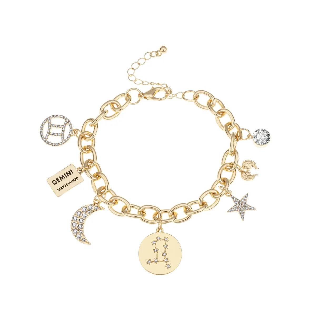  Madison Tyler Gold Gemini Charm Bracelet 7.5 inches — product photo