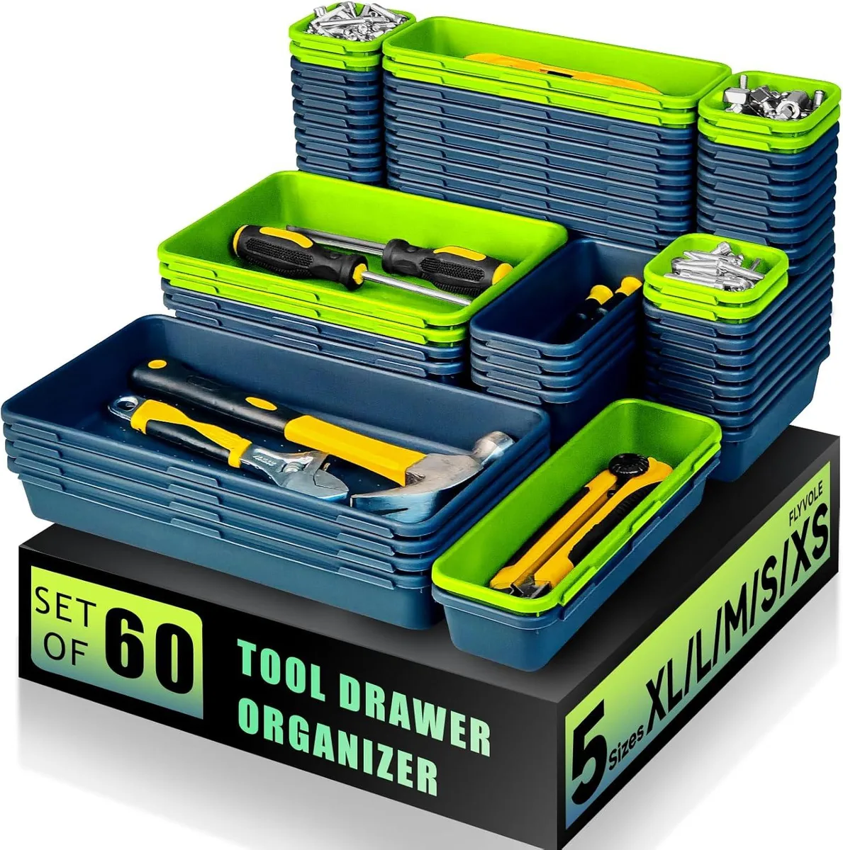 BFKK BFKK 60-Piece Tool Storage Tray Set (Blue+Green) — product photo