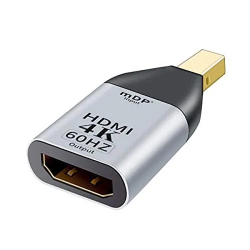 Silver Mini DisplayPort male to HDMI female adapter