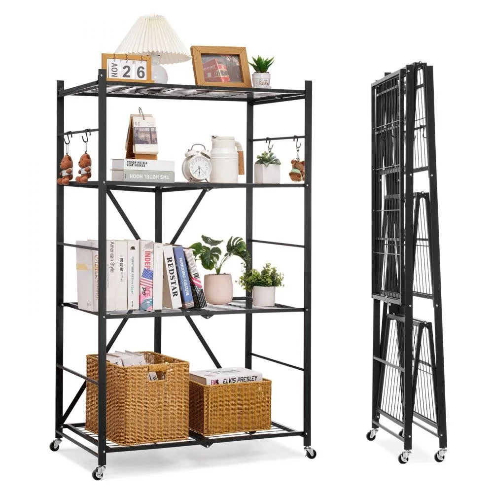 VEVOR VEVOR 4-Tier Foldable Storage Shelf 36W×21D×60H Black — product photo