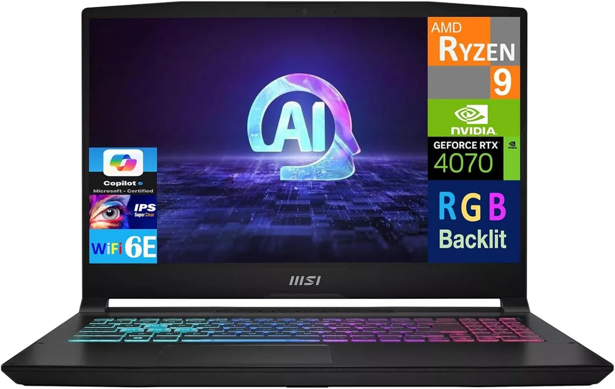 MSI MSI Katana A15 gaming laptop, Ryzen 9 8945HS, RTX 4070, 32GB DDR5, 2TB PCIe SSD — product photo