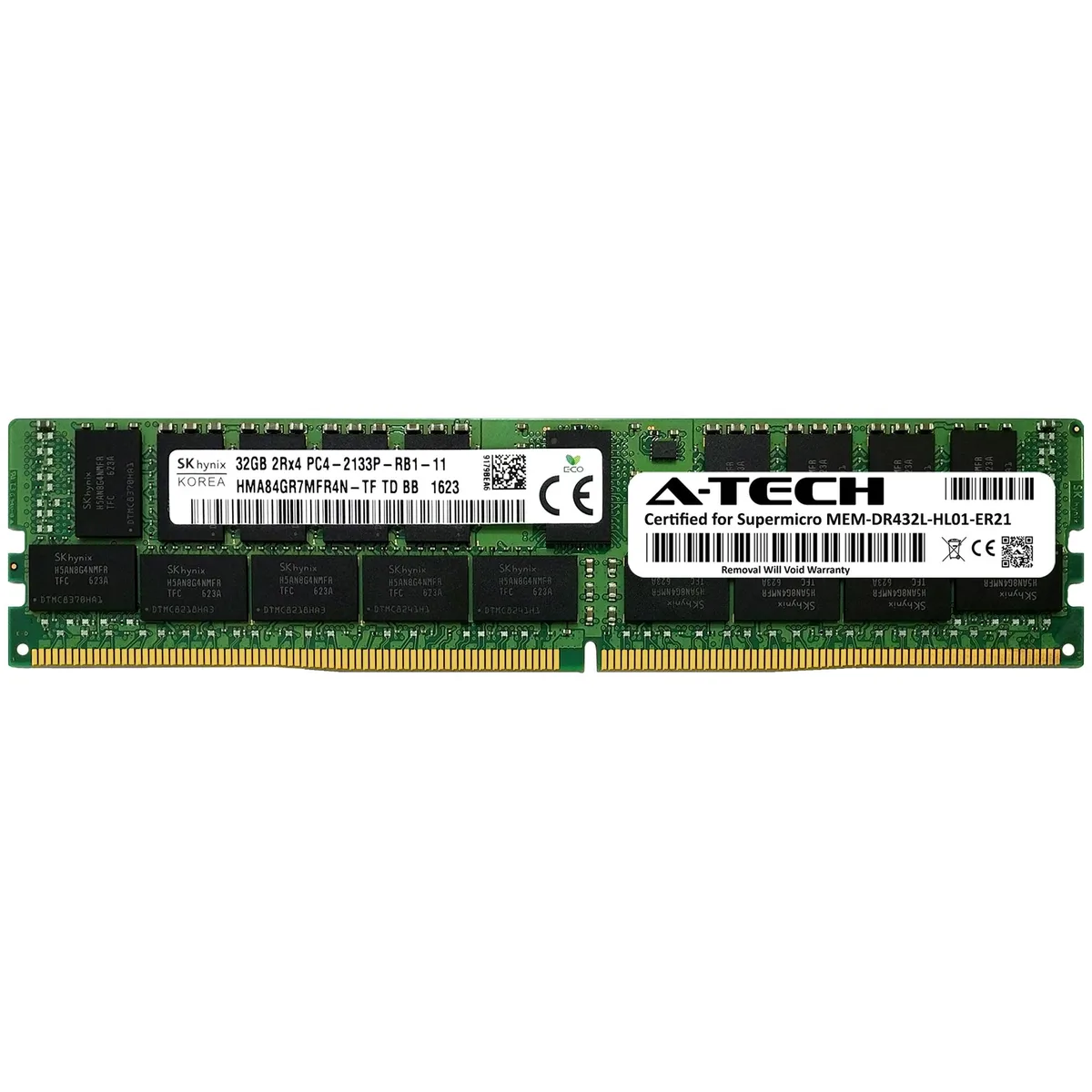 A-Tech A-Tech 32GB DDR4 2133MHz ECC Registered RDIMM 2Rx4 CL15 1.2V 288-Pin Server Memory — product photo