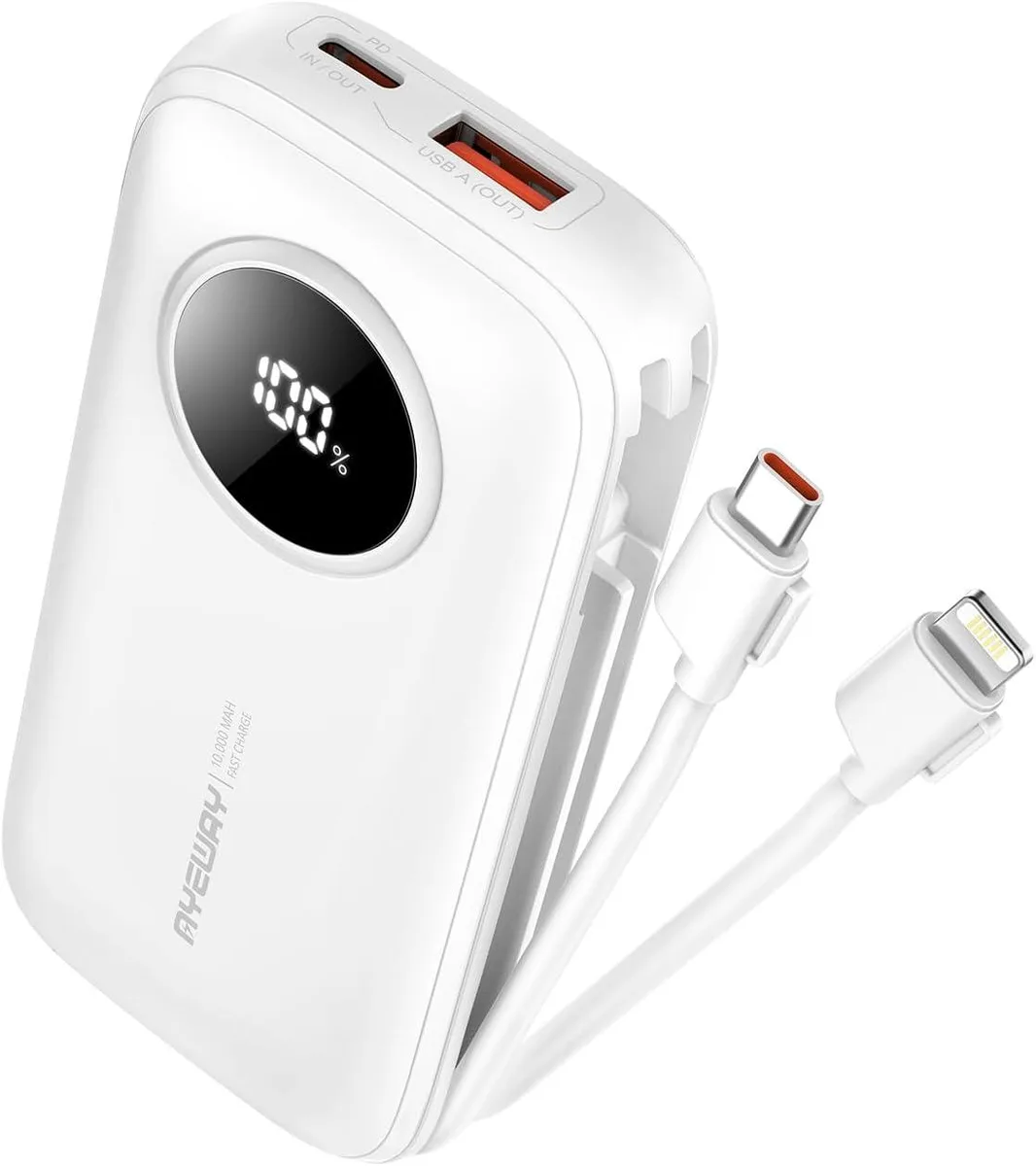 WOOJONG WOOJONG 10000mAh Power Bank 2 Built-in Cables PD 20W — product photo