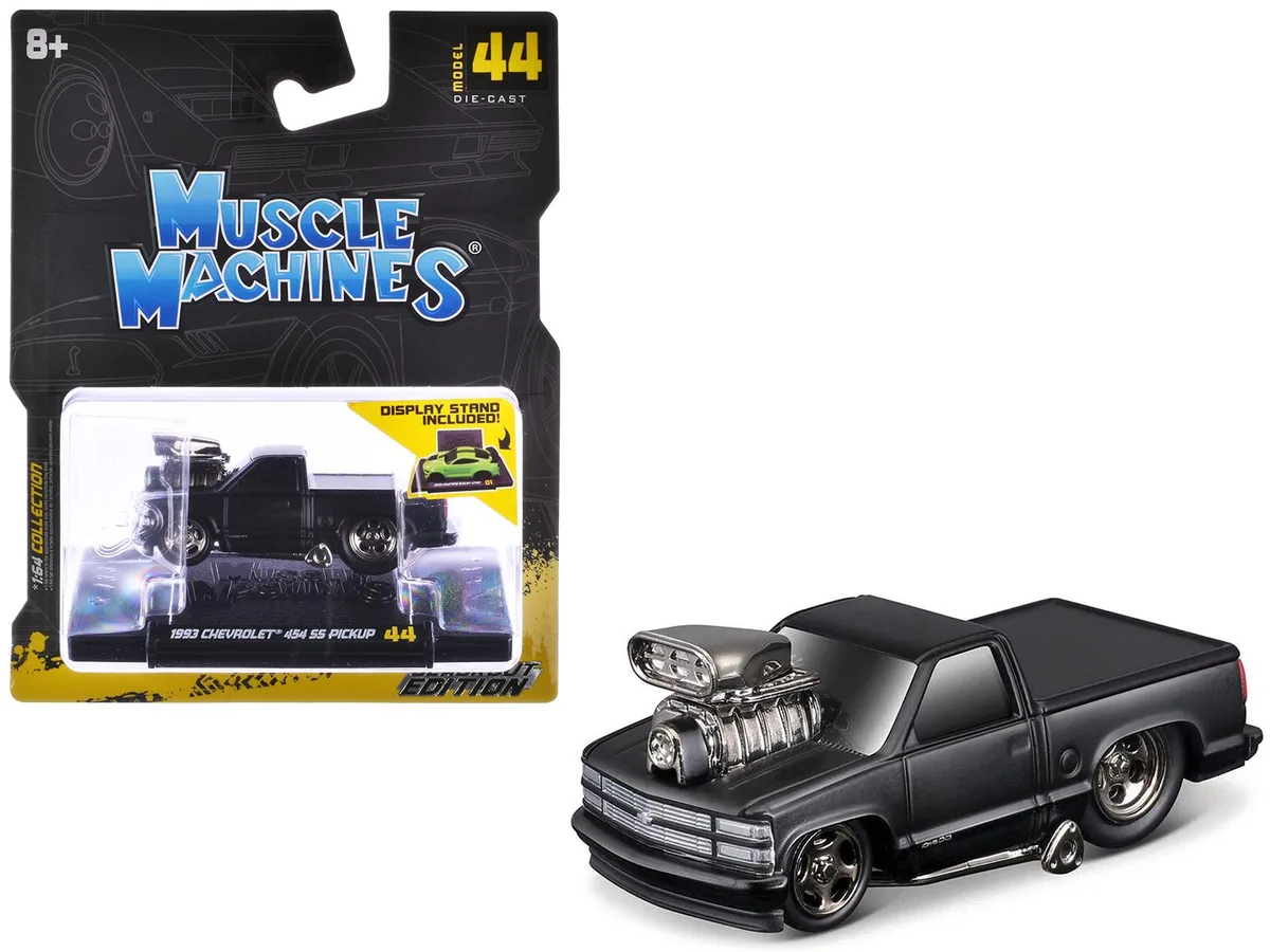 Muscle Machines Muscle Machines 1993 Chevrolet 454 SS Pickup Truck Matt Black Blackout Edition 1/64 Hobby Collectible — product photo