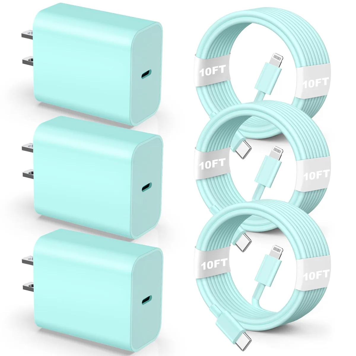 KEHIPI KEHIPI ZYH-J15 USB-C to Lightning Cable 10ft Blue 3-Pack — product photo