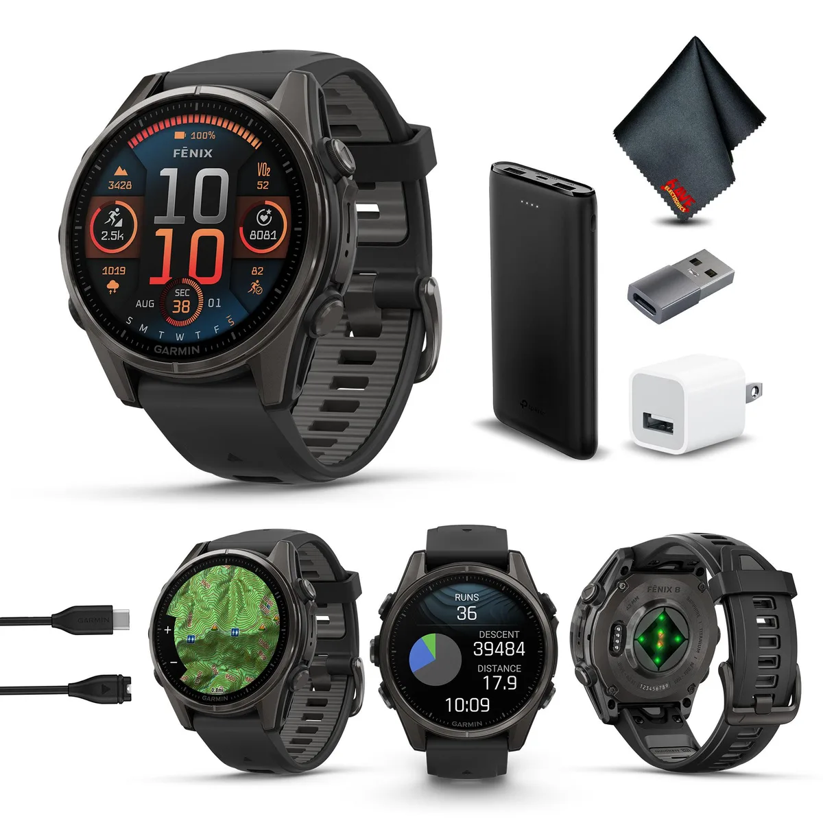 Garmin Garmin fenix 8 43mm AMOLED Sapphire Carbon Gray DLC Titanium wearable technology — product photo