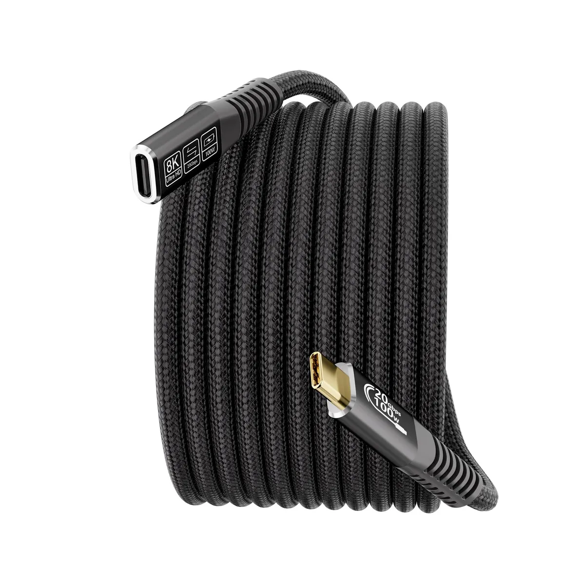  Yiicumhh USB C Extension Cable 10FT 20Gbps 100W Male-to-Female — product photo