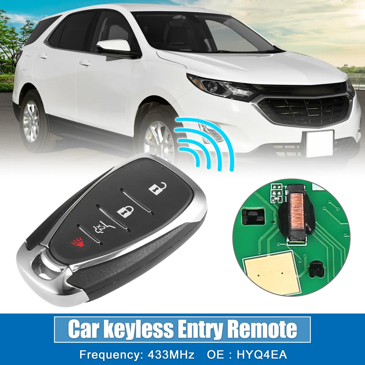 Unique-Bargains Unique-Bargains HYQ4EA 4 Button Proximity Key Fob 433MHz 46 Chip Chevrolet Camaro Cruze Malibu 2016-2018 — product photo