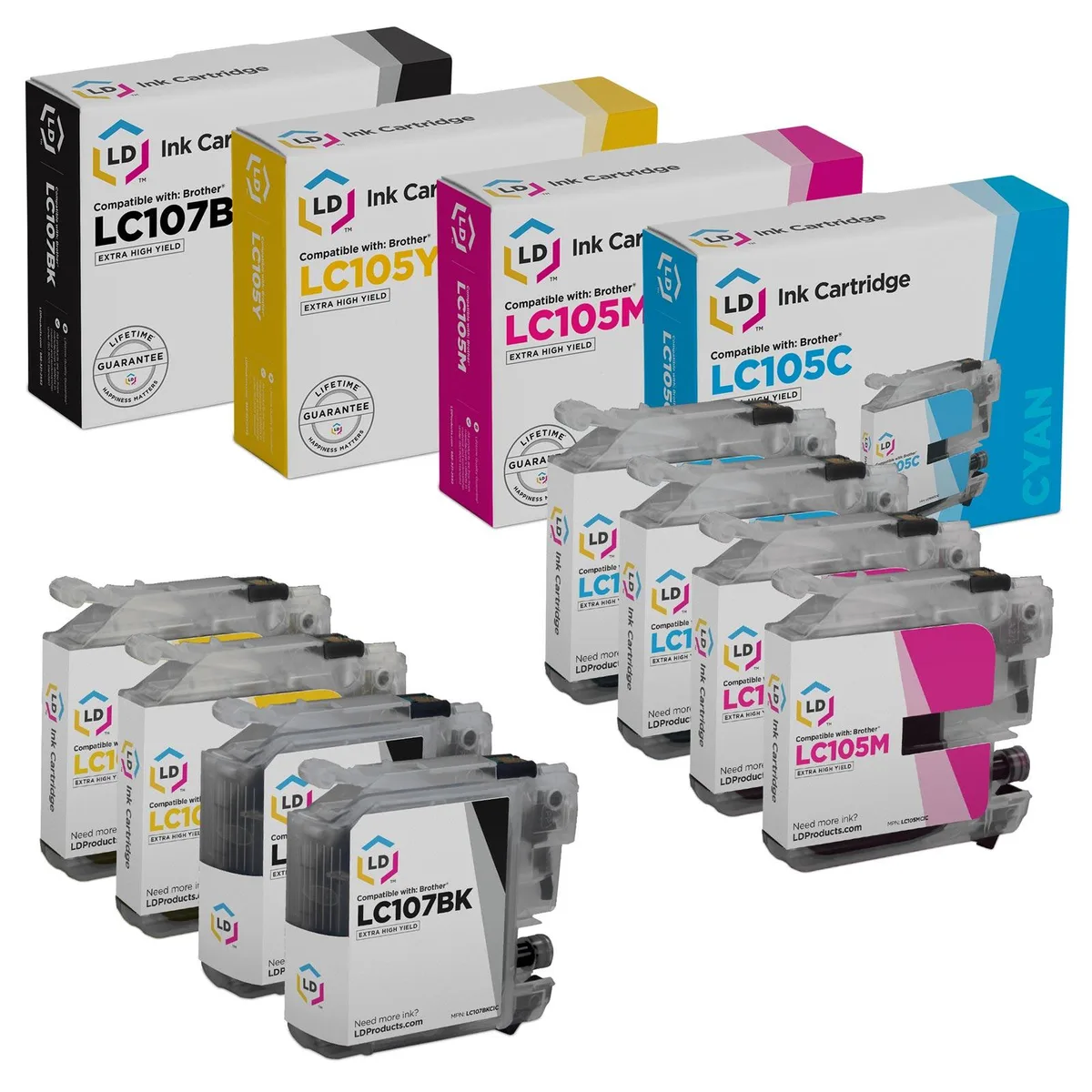 LD Products LD Products Compatible Ink Cartridge 8-Pack LC107 LC105 1200 Pages — product photo