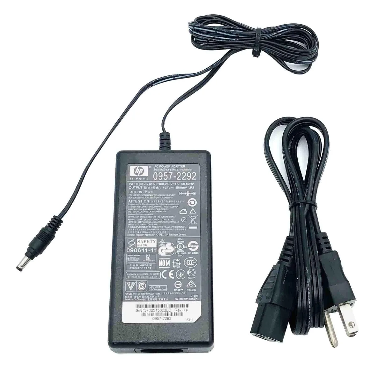 HP HP 0957-2292 36W 24V 1.5A power adapter — product photo