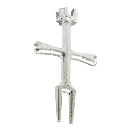 Four-sided malleable steel drain wrench with tapered ends