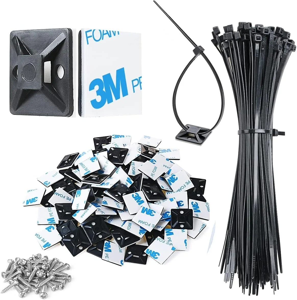 Ennovor Ennovor Adhesive Cable Tie Mounts 100pcs with 8 Ties and Screws — product photo