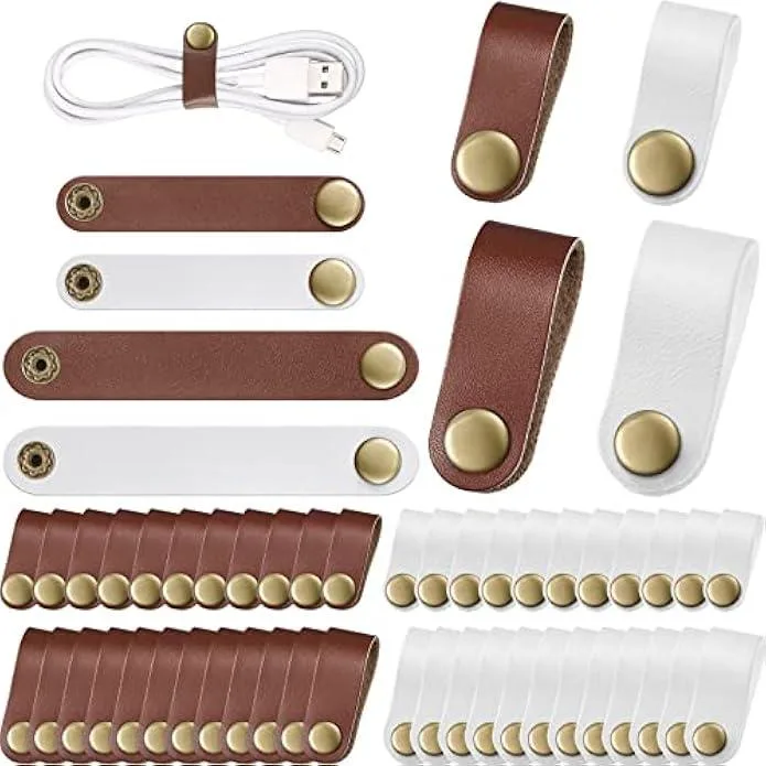 TAURKENAM TAURKENAM PU Leather Cable Straps 52 pcs Beige Chestnut Brown — product photo