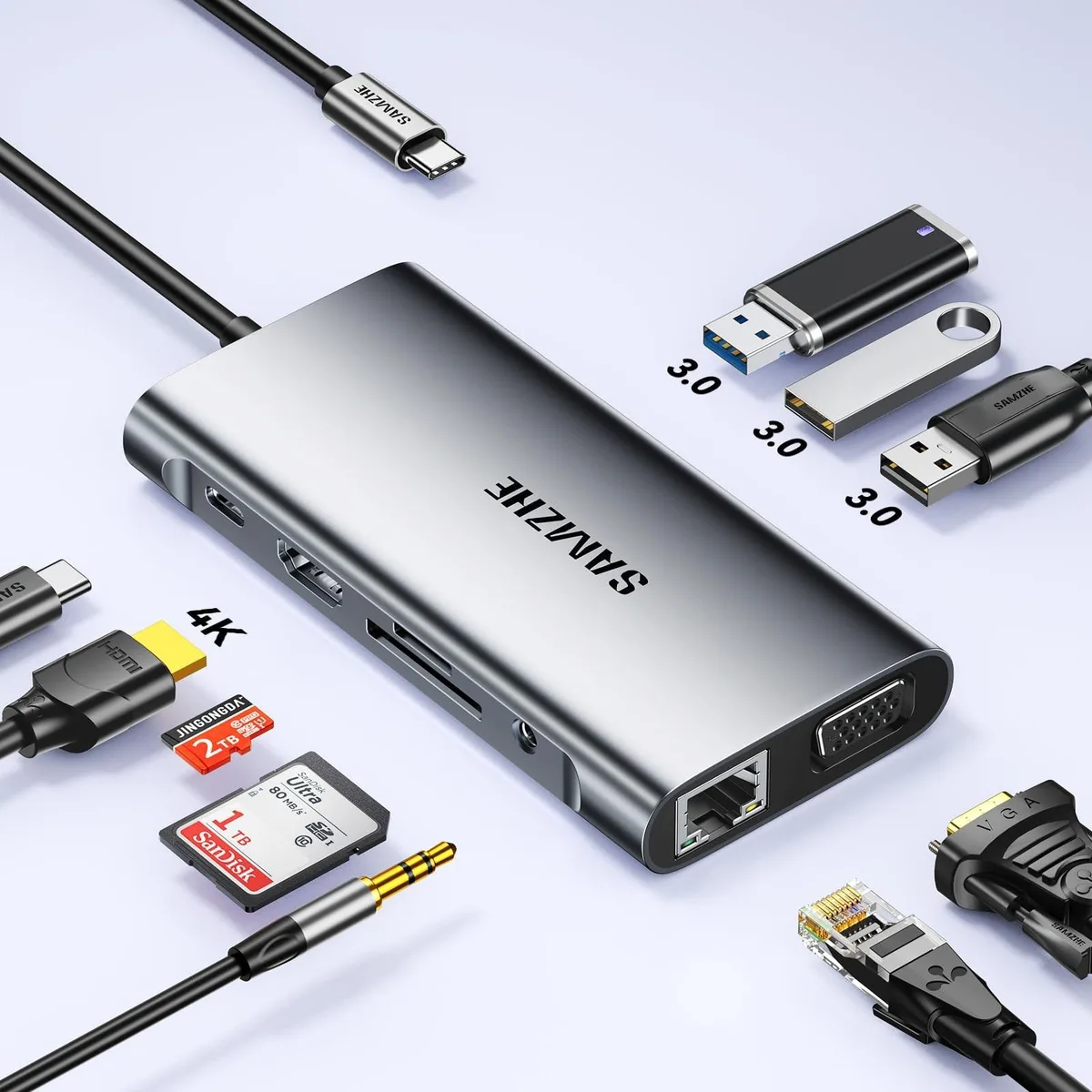 SAMZHE SAMZHE 10-in-1 USB-C Hub 2 in 1 Accessory — product photo
