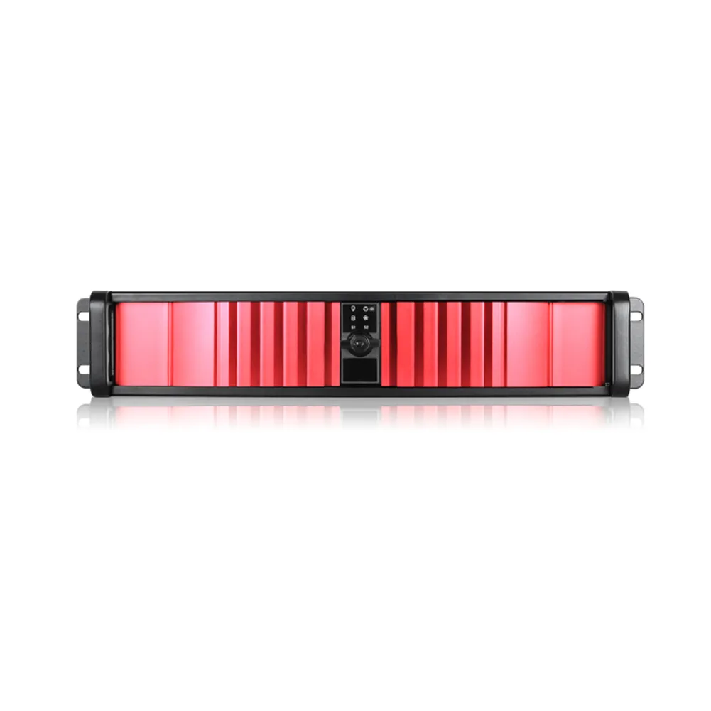 iStarUSA Inc. iStarUSA Inc. D-200SEA-RD-RAIL24 2U server rack with red bezel and 20" rails — product photo