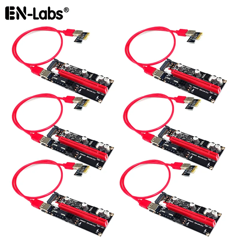 EN-Labs EN-Labs 009S PCIe 1X to 16X Riser Cable 60cm USB 3.0 SATA 6-Pack — product photo