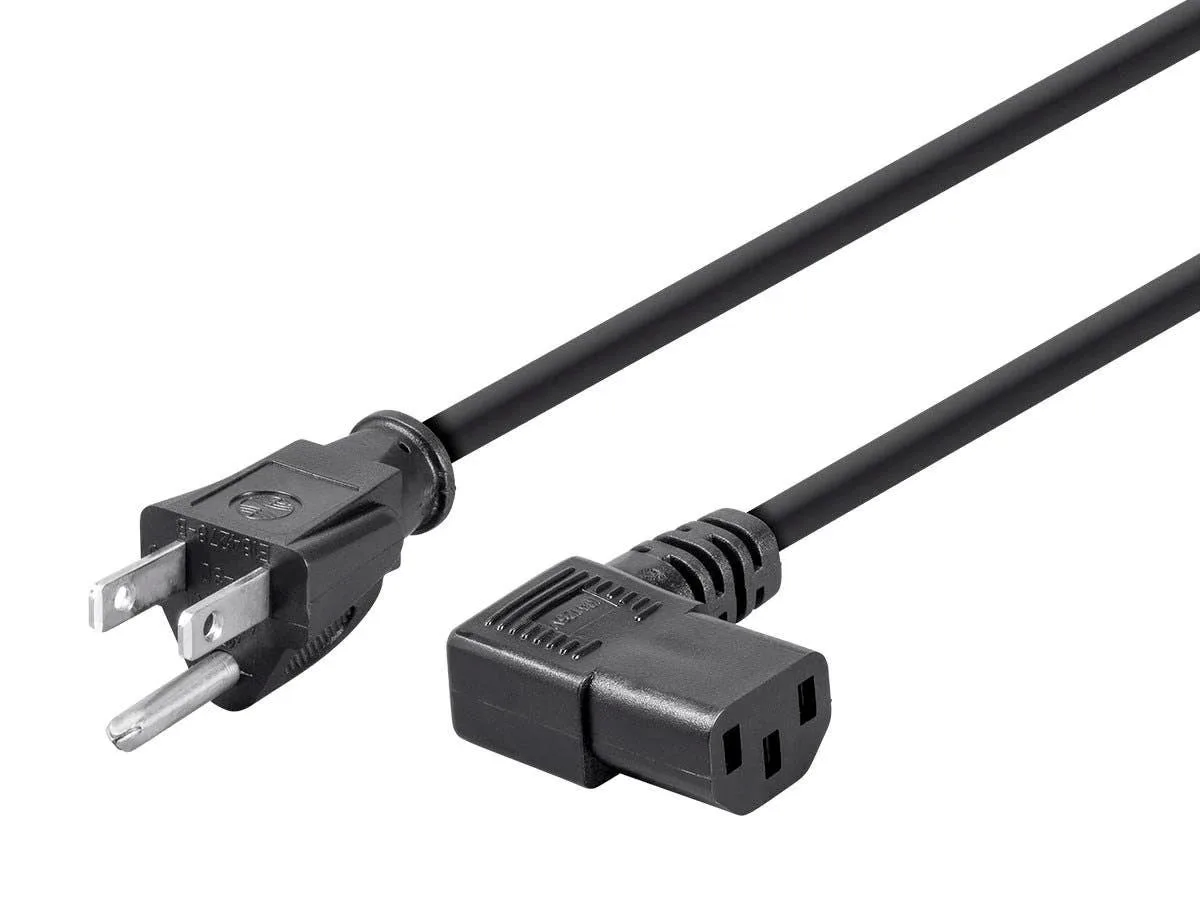 Monoprice Inc. Monoprice 142085 Right Angle Power Cord 2 Feet Black NEMA 5-15P to IEC 60320 C13 14AWG — product photo