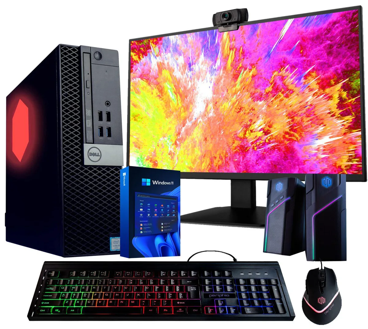 DELL Dell OptiPlex 5060 RGB desktop PC i5-8500 3.2GHz 8GB DDR4 500GB SSD 22" monitor webcam RGB peripherals — product photo