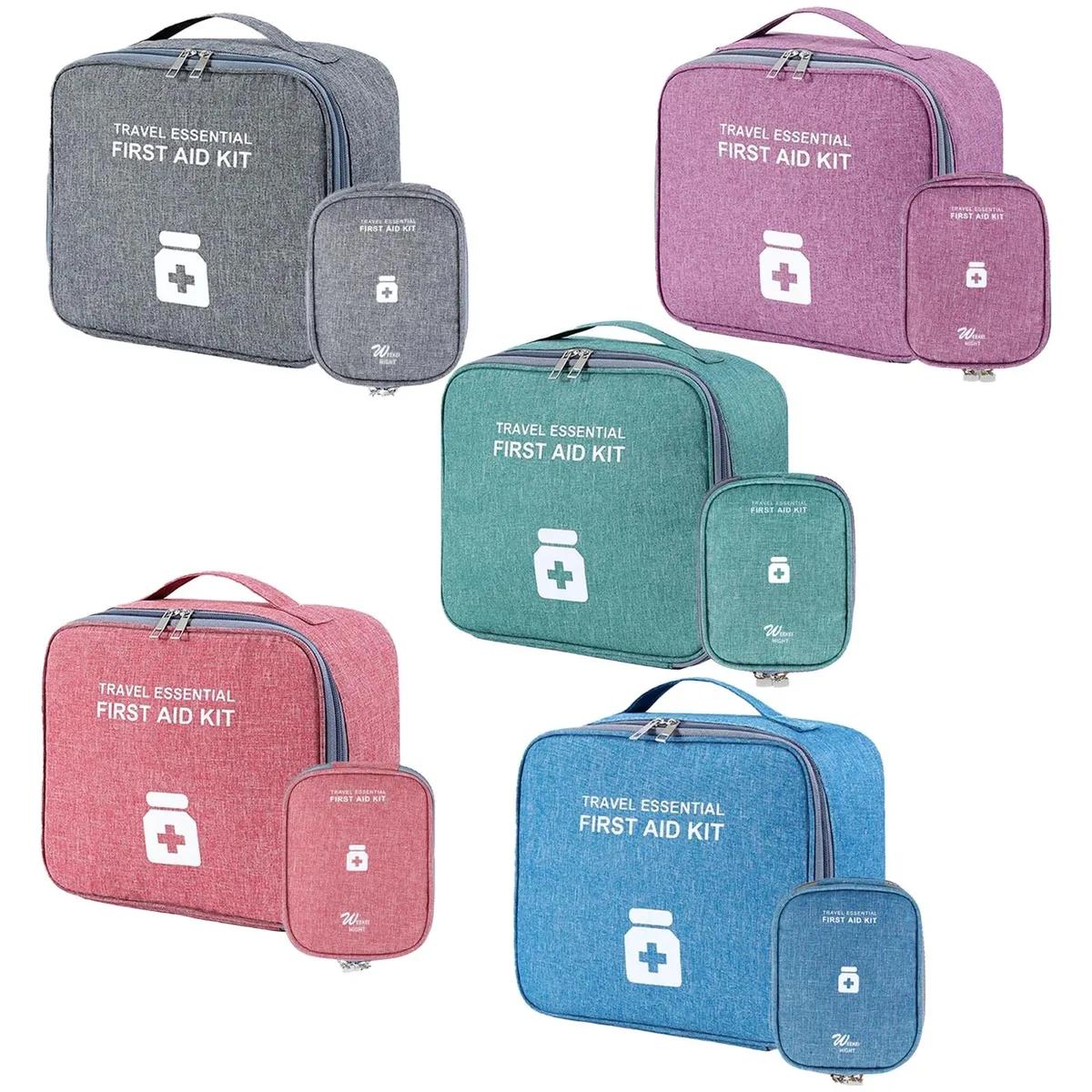 Small black nylon emergency bag with zip compartments 14x11x3cm