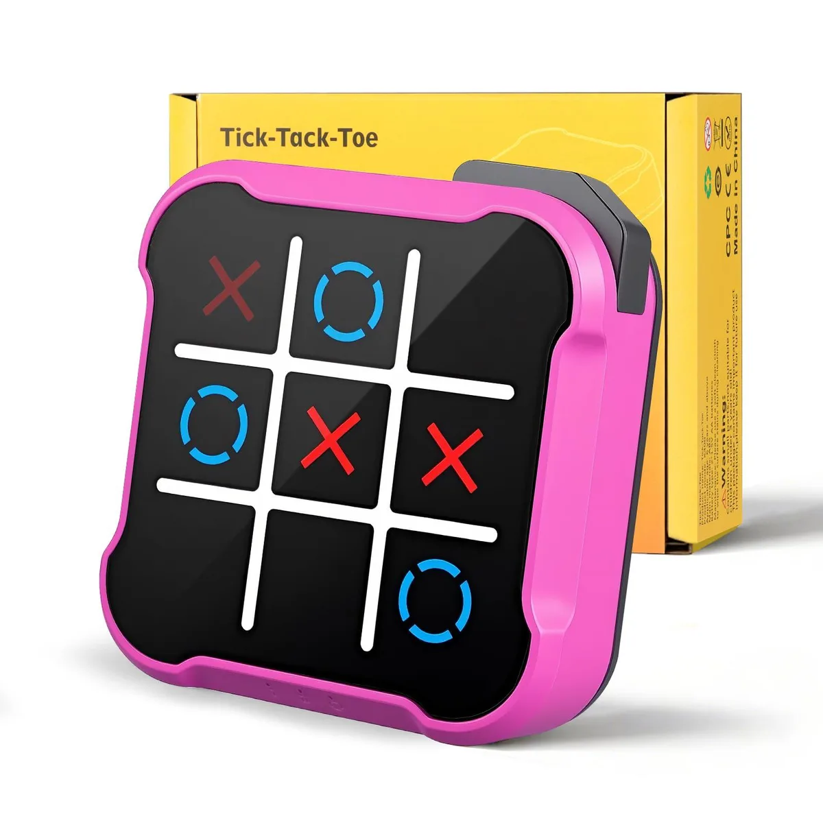 Black handheld 4-in-1 game console with LCD screen and button controls