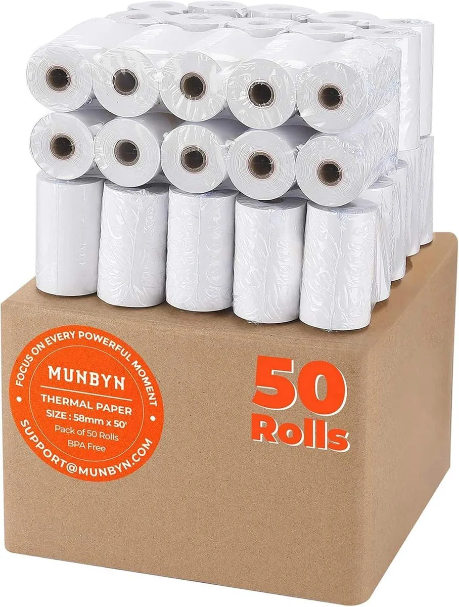  MUNBYN P25 56mm x 52.4ft Thermal Receipt Paper 50 Rolls — product photo
