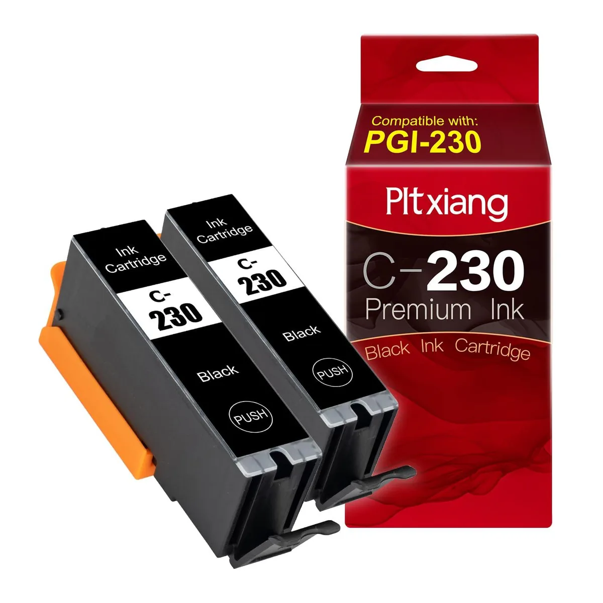 Black rectangular ink cartridge with matte finish and gold contacts