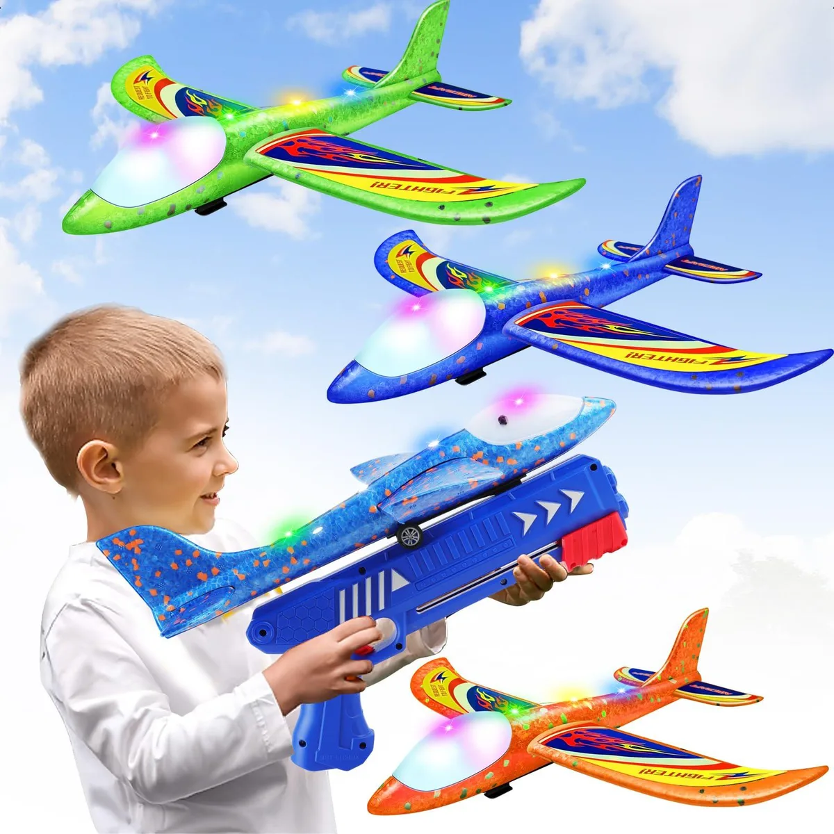 Foam Airplane Launcher 3 Pack with Glider Planes — product photo