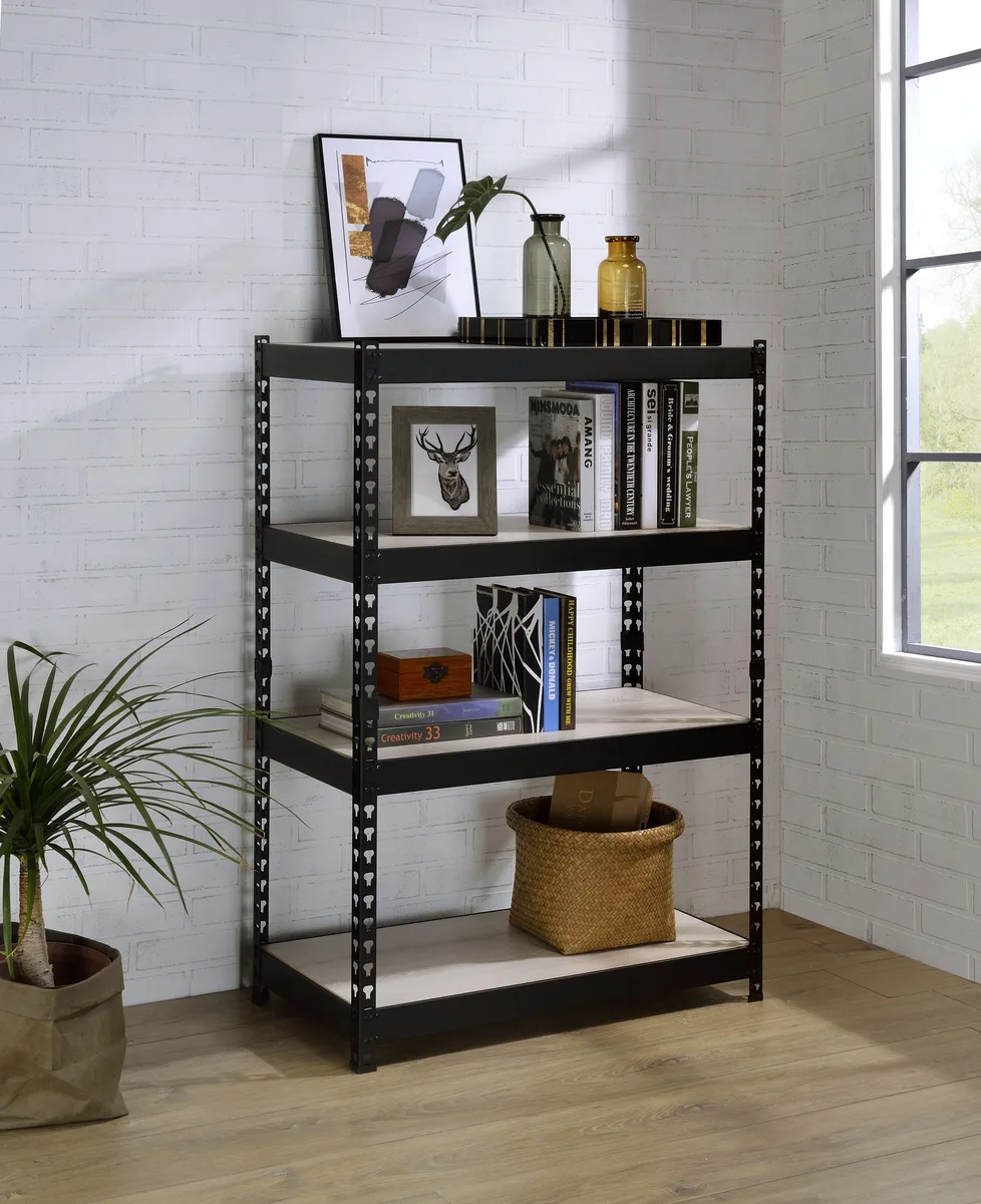 tuphen tuphen Industrial Bookshelf Natural Black 4 Tier 32x17in — product photo