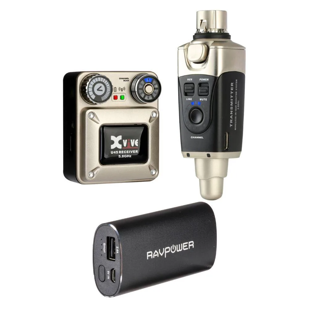 Xvive Audio Xvive Audio U45 5.8 GHz Wireless In-Ear Monitor System Bundle with RAVPower 6700mAh Battery Charger — product photo