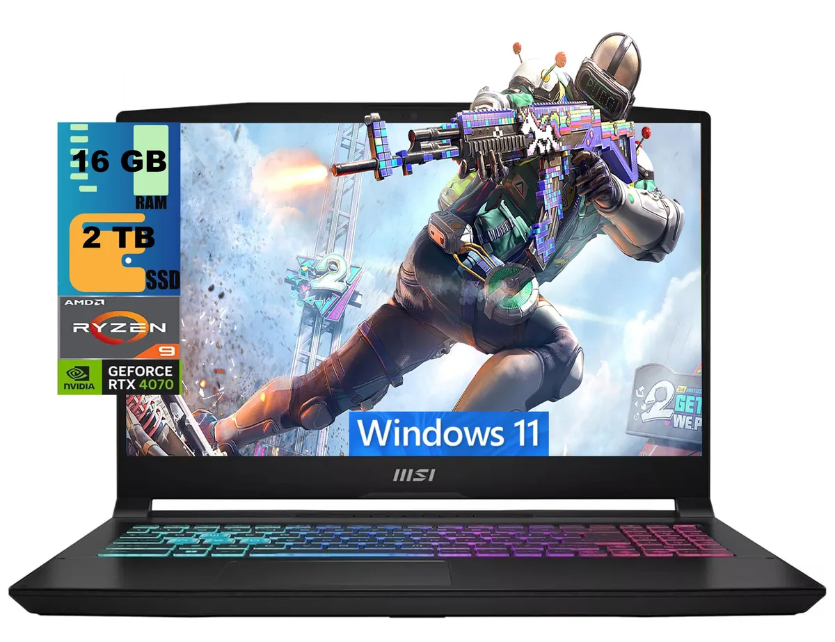 MSI MSI Katana A15 gaming laptop, Ryzen 9 8945HS, RTX 4070, 16GB, 2 TB, 15.6" 144Hz — product photo