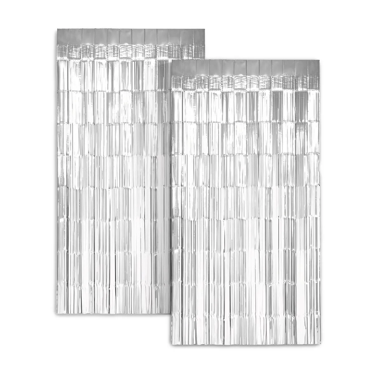 Zink Zink Silver Foil Curtain Backdrop 2 Pack 3.28 Ft x 6.56 Ft Party Supplies — product photo