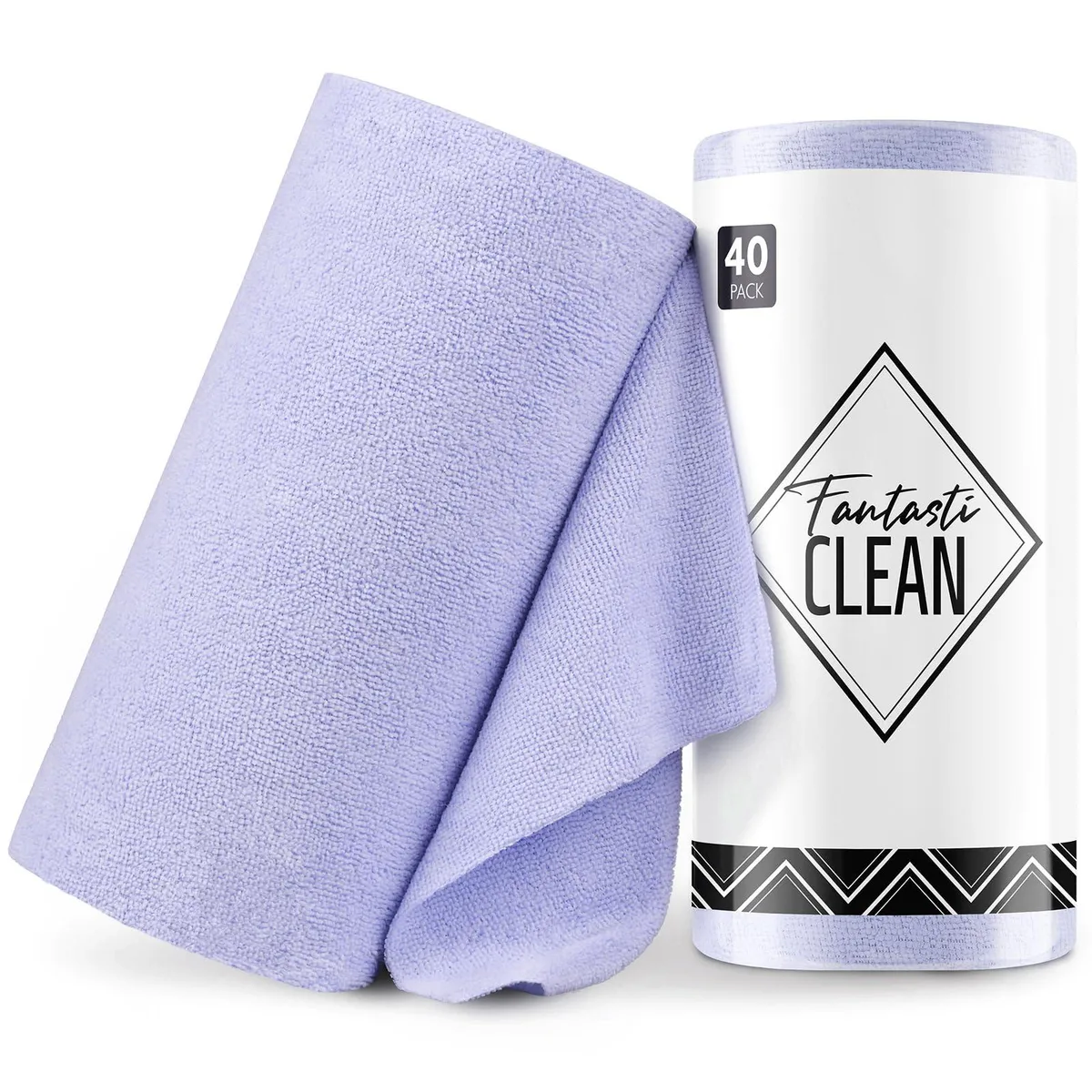 Lavender microfibre cloth roll, forty tear-away twelve-inch squares on perforated core
