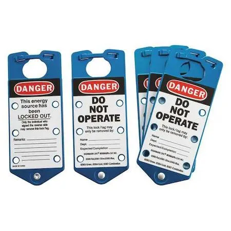 Blue aluminium snap-on lockout hasps, pack of five