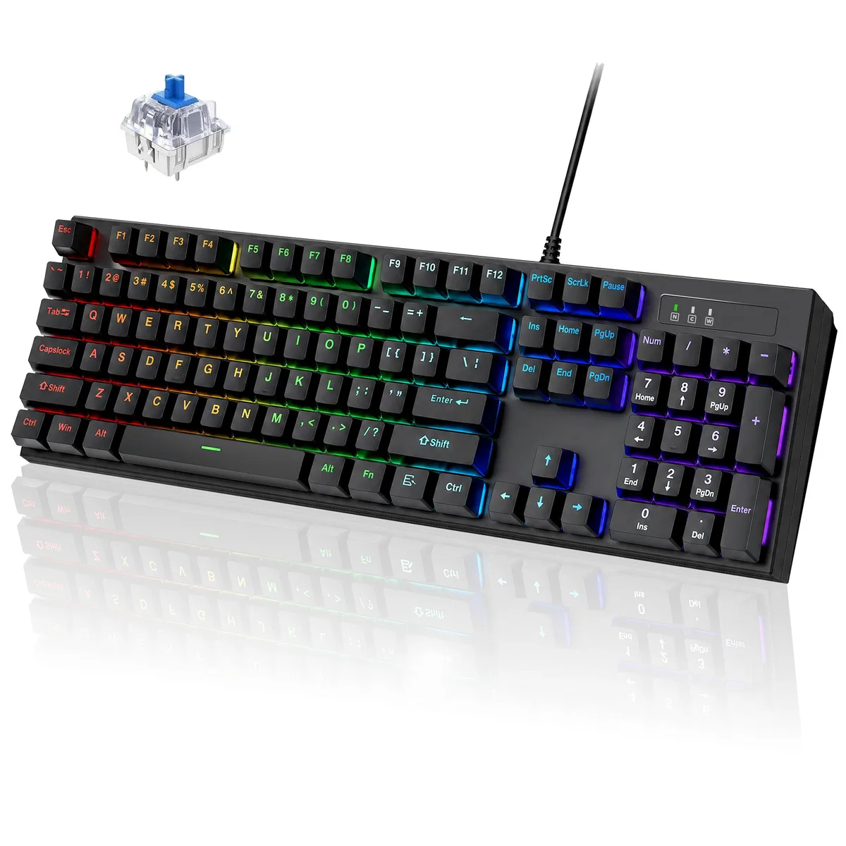 Laptomo Laptomo T17 Mechanical Gaming Keyboard 104-Key Blue Switch USB 2.0 Black RGB — product photo