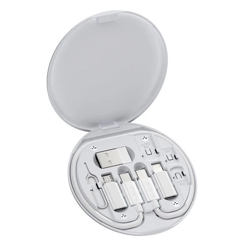 White USB-C OTG cable kit with storage case and multiple adapters