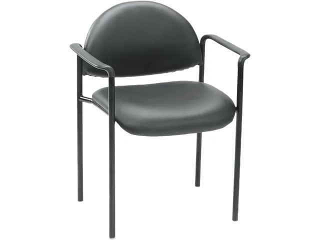 BOSS Office Products BOSS B9501-CS stacking chair with arms black Caressoft vinyl office furniture — product photo