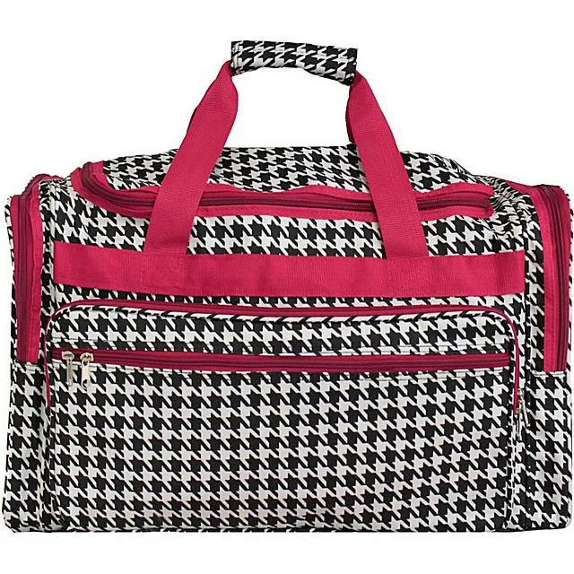World Traveler World Traveler 81T19 19in Checked Luggage Fuchsia Trim Houndstooth — product photo