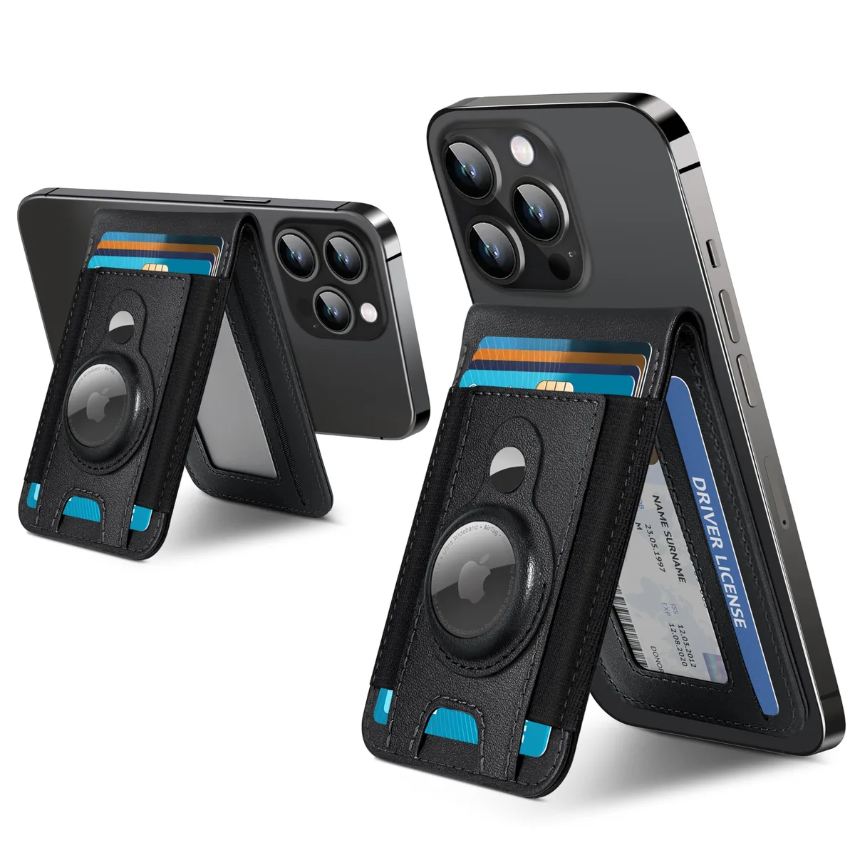  Viator Gear Magnetic Wallet with AirTag Holder Black 9-Card Stand RFID iPhone 12-17 — product photo