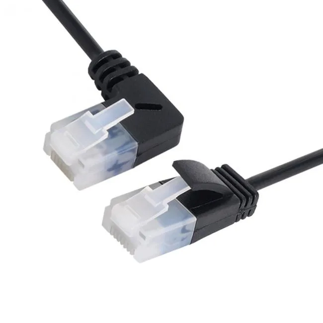 Cablecc Cablecc Ultra Slim Cat6 Ethernet Cable 90° Left Angled to Straight 3 ft Black — product photo