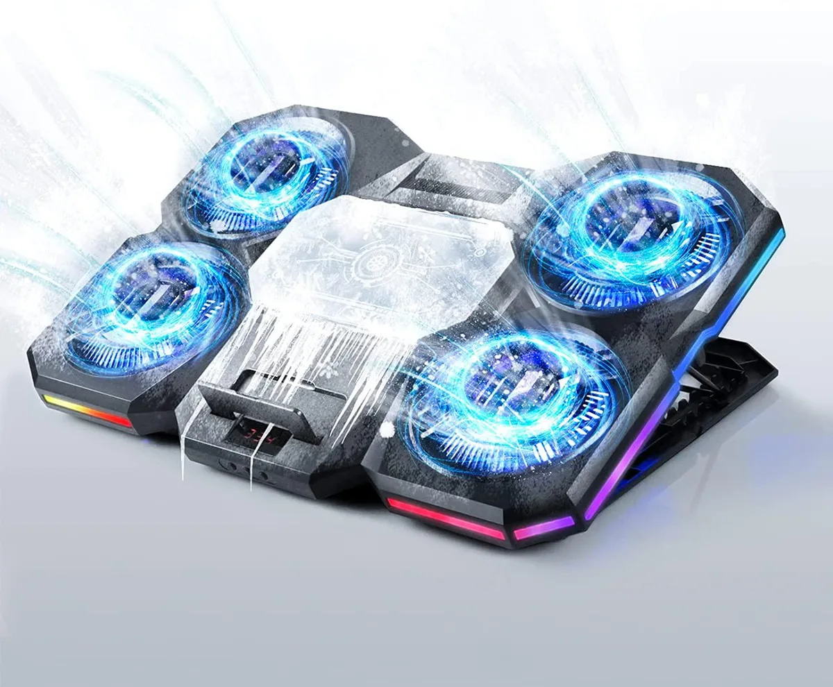 MYDply MYDply Laptop Cooling Pad Thermoelectric 4 Fans RGB 14-18 Inch Black — product photo