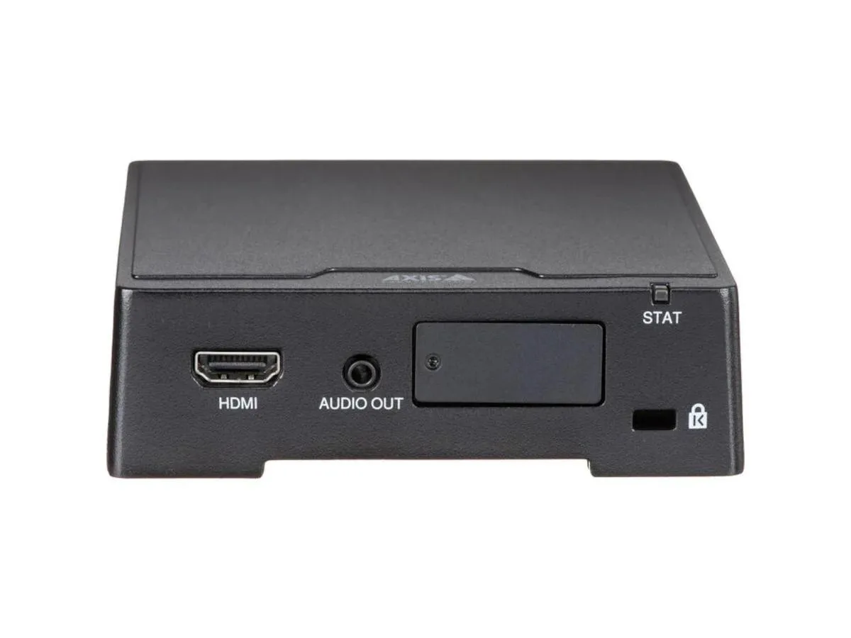 Small black network video decoder box with HDMI and Ethernet ports