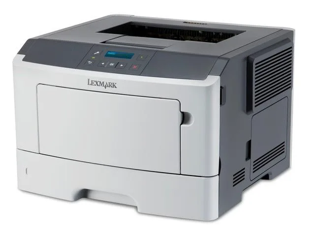 White rectangular laser printer with front control panel and output tray