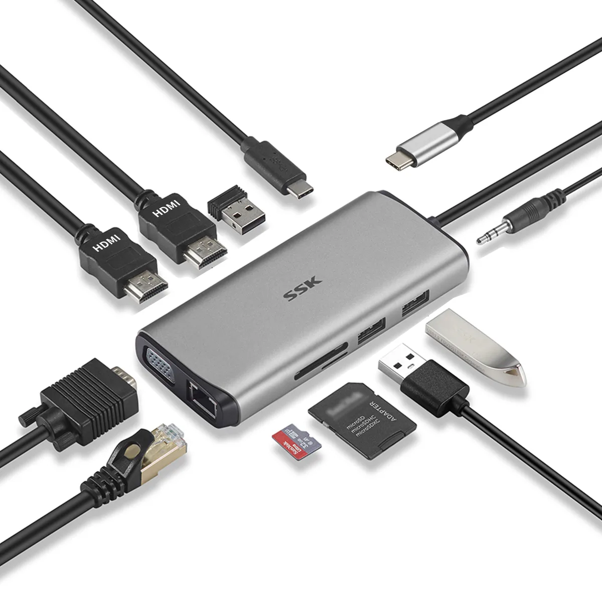 SSK SSK SC200 11-in-1 USB-C Docking Station Grey — product photo