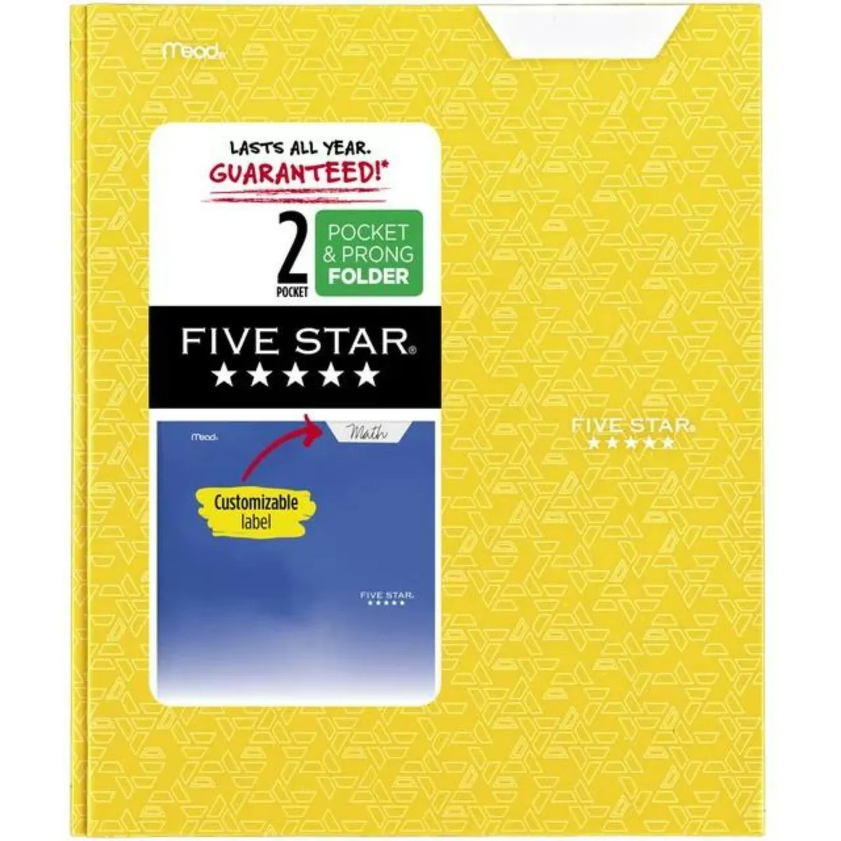 Harvest yellow paper folder with geometric pattern and three prongs
