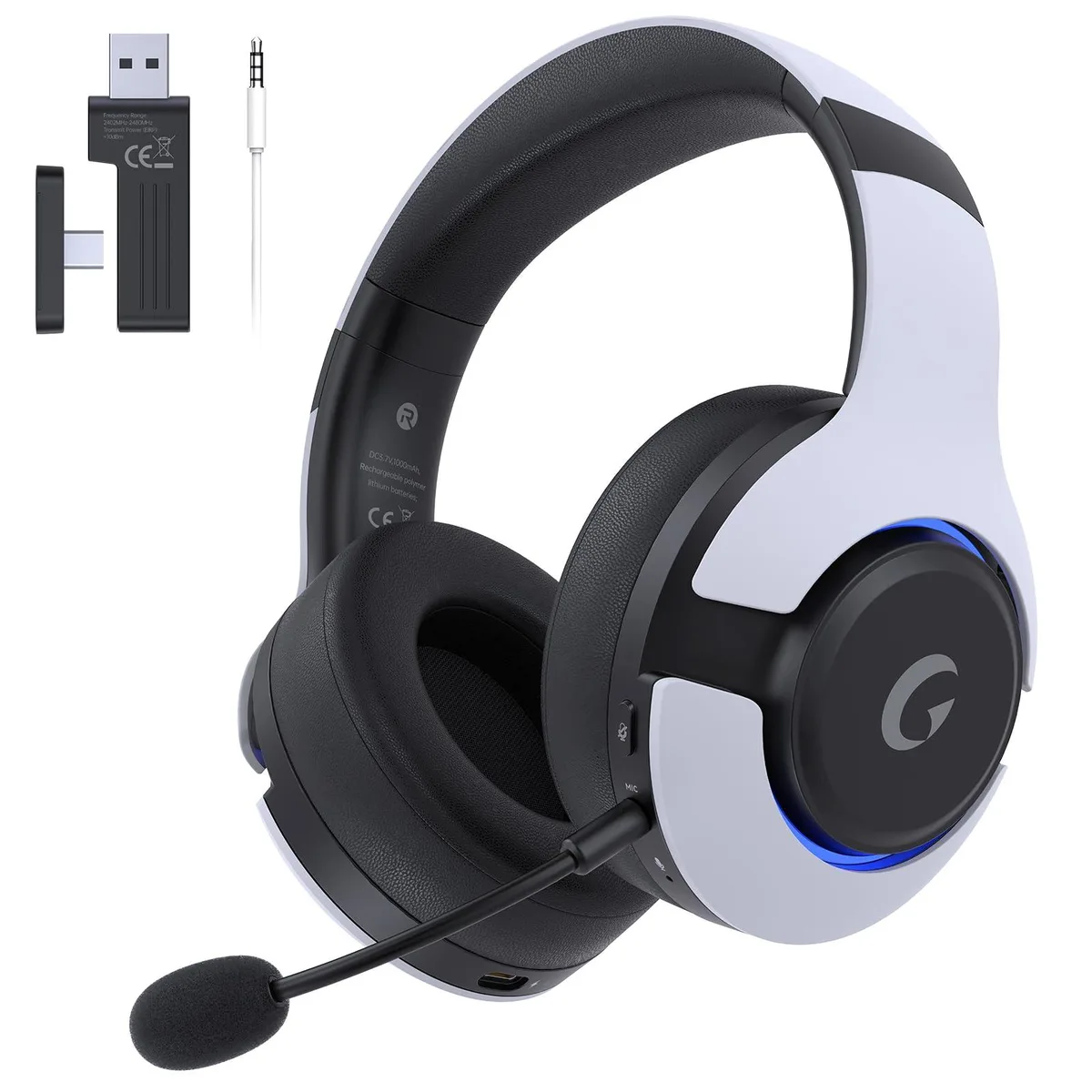  syndesmos Captain 370 Wireless Gaming Headset White 2.4GHz Bluetooth 5.3 50mm 45h — product photo
