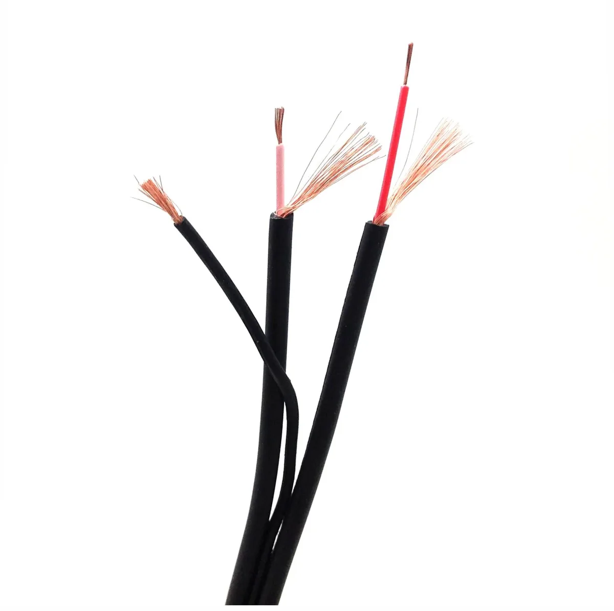 High-performance OFC turntable cable with ground wire, twin-lead design, spiral shield, PVC jacket