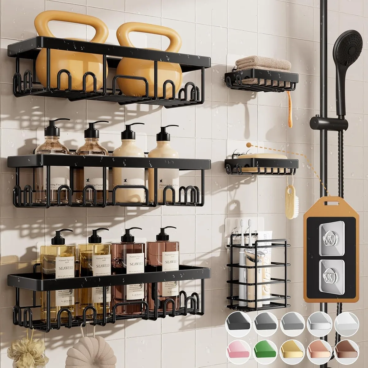 Veken FSS3V101 Bath Storage 6-Pack Black — product photo