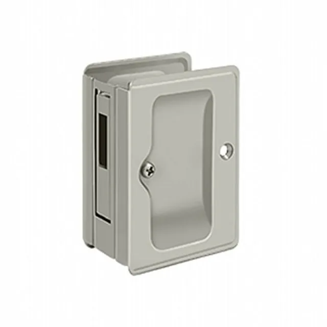 Clear finish entertainment center hardware with satin nickel color