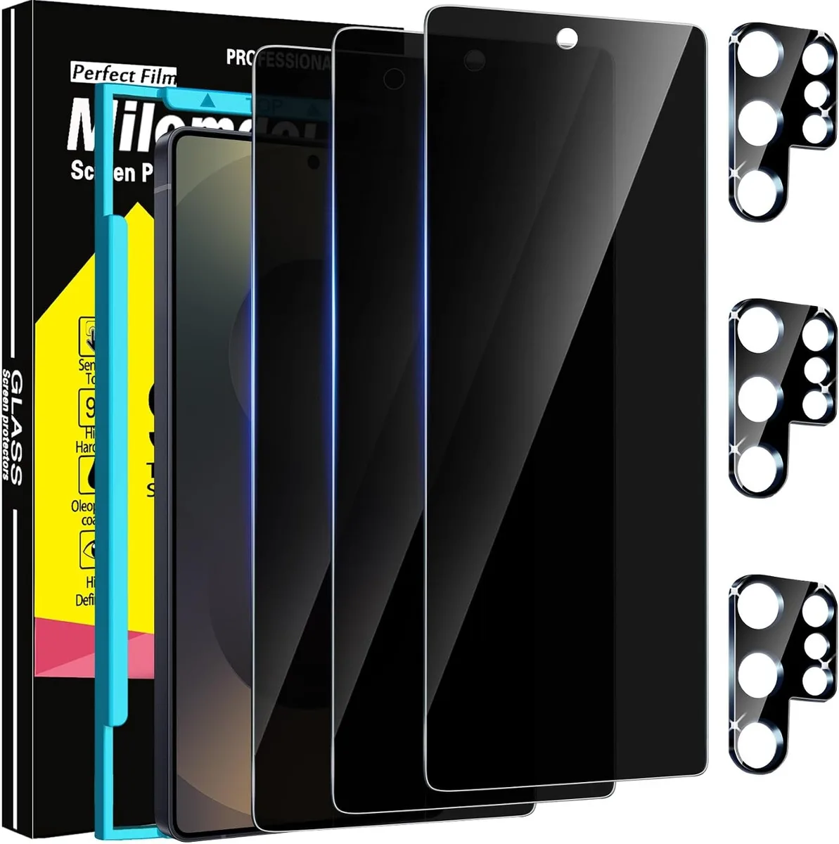 NuoTo NuoTo 3 Pack Privacy Screen Protector for Galaxy S25 Ultra 6.9 Inch with Camera Lens Protector Black — product photo